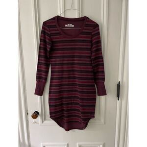 Kavu maroon and black pattern fleece long sleeve sweater dress XS